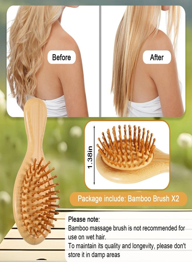 SIMPOR 2PCS Bamboo Hair Brush Wood Travel Brush Mini Hairbrush For Women Massage Scalp Natural Paddle Pocket Bamboo Handle Wood Bristle Detangling Brush for Hair Growth for All Hair Types - Image 5